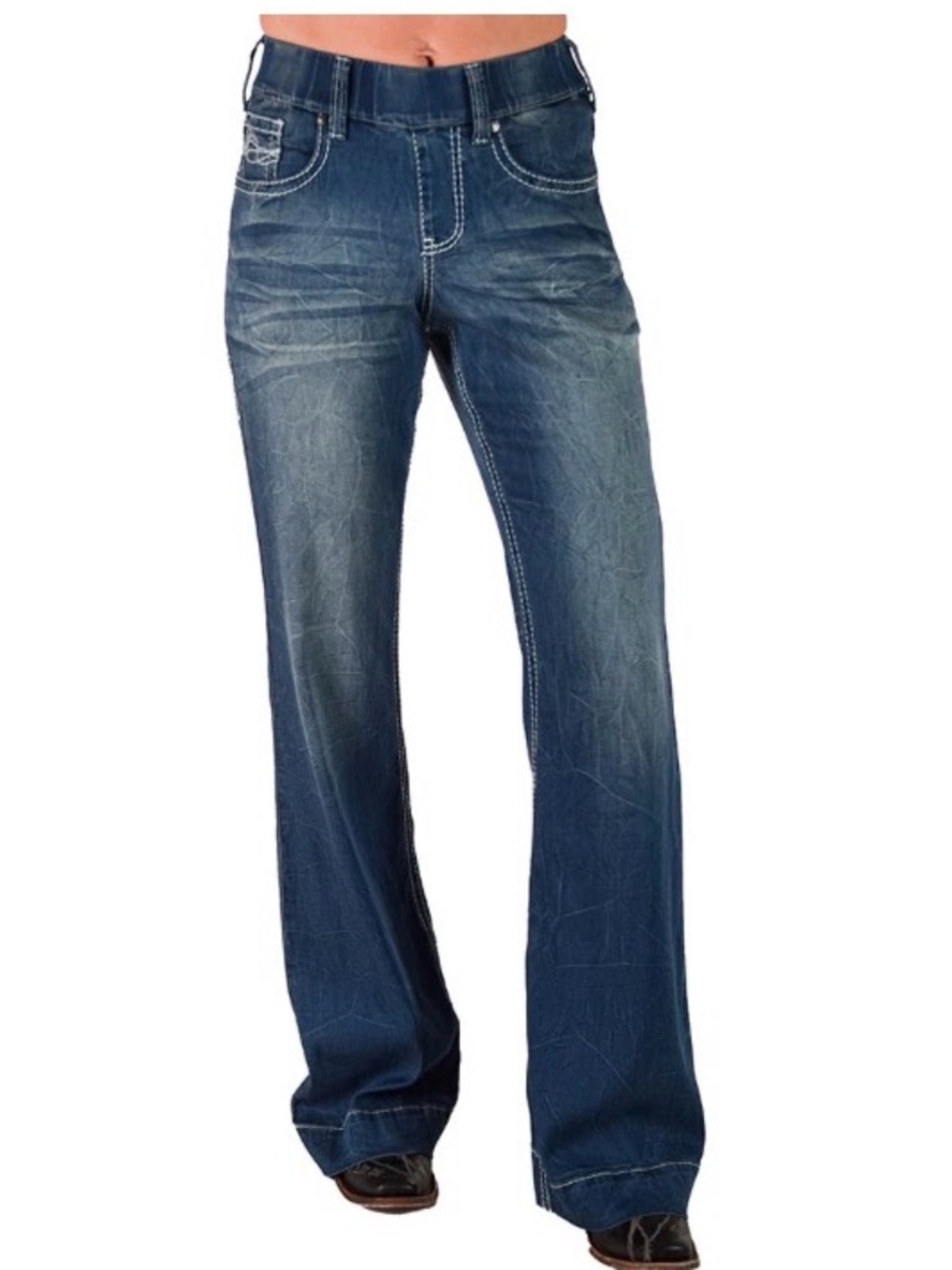 Cowgirl Tuff Shattered Trouser Ultra Breathe Pull On Jeans Sm/Long